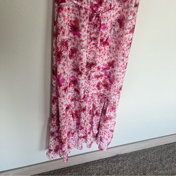 Misa Giselle Ruffled Maxi Dress Pink Floral Bohemian Boho Casual Women’s Small - Picture 5 of 14
